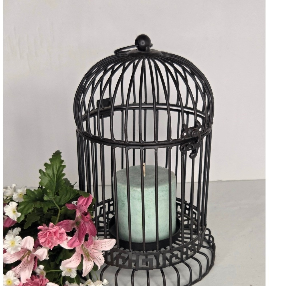 Black Metal Birdcage Spring Country Decor CandleHolder